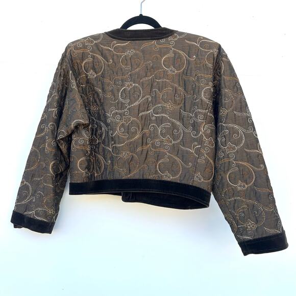 Vintage Ungaro Ter Paris Asian Style Cropped Blanket Cardigan Jacket 40 Cotton 6 - Picture 5 of 8